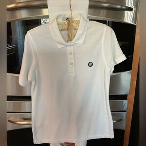 BMW White Polo Shirt with Logo, ladies, short sleeve, EUC